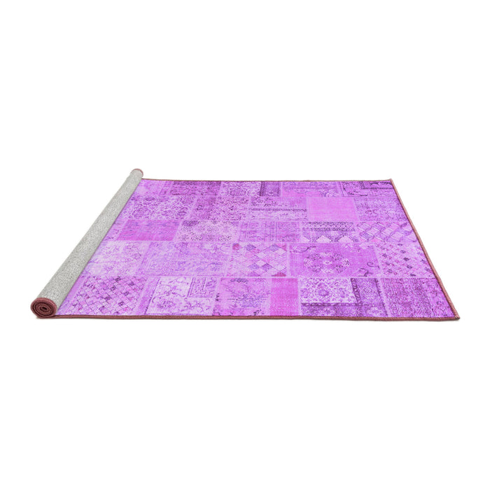 Sideview of Machine Washable Patchwork Purple Transitional Area Rugs, wshtr3460pur
