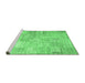 Sideview of Machine Washable Patchwork Emerald Green Transitional Area Rugs, wshtr3460emgrn