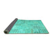 Sideview of Patchwork Turquoise Transitional Rug, tr3460turq