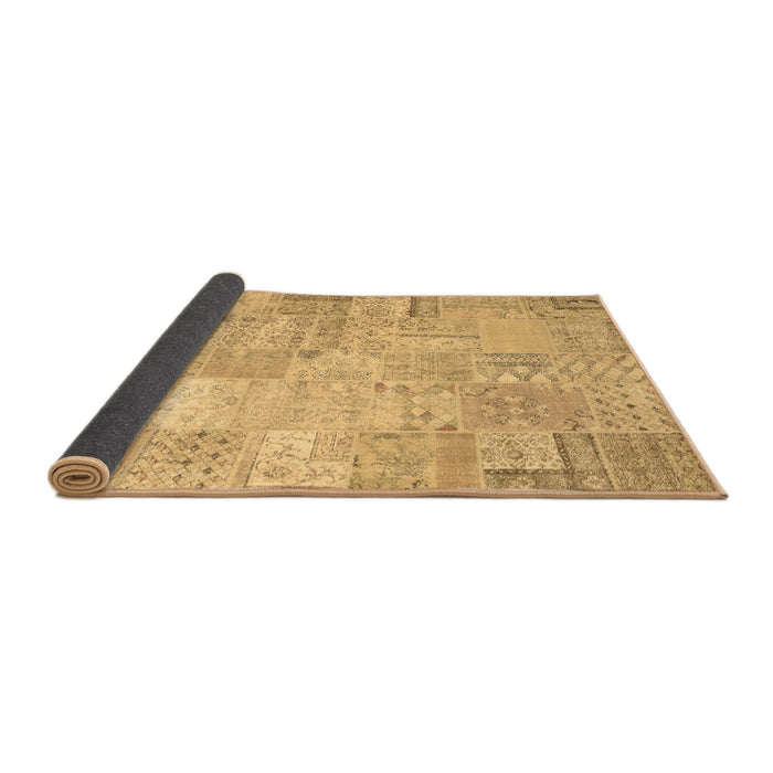 Sideview of Patchwork Brown Transitional Rug, tr3460brn