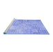 Sideview of Machine Washable Patchwork Blue Transitional Rug, wshtr3460blu