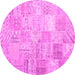 Round Patchwork Pink Transitional Rug, tr3460pnk