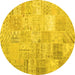 Round Patchwork Yellow Transitional Rug, tr3460yw