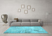 Machine Washable Patchwork Light Blue Transitional Rug in a Living Room, wshtr3460lblu