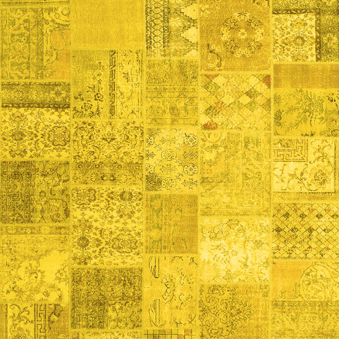 Patchwork Yellow Transitional Rug, tr3460yw
