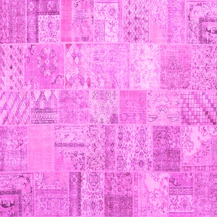 Square Patchwork Pink Transitional Rug, tr3460pnk