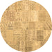 Round Patchwork Brown Transitional Rug, tr3460brn