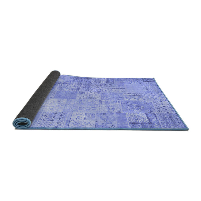 Sideview of Patchwork Blue Transitional Rug, tr3460blu