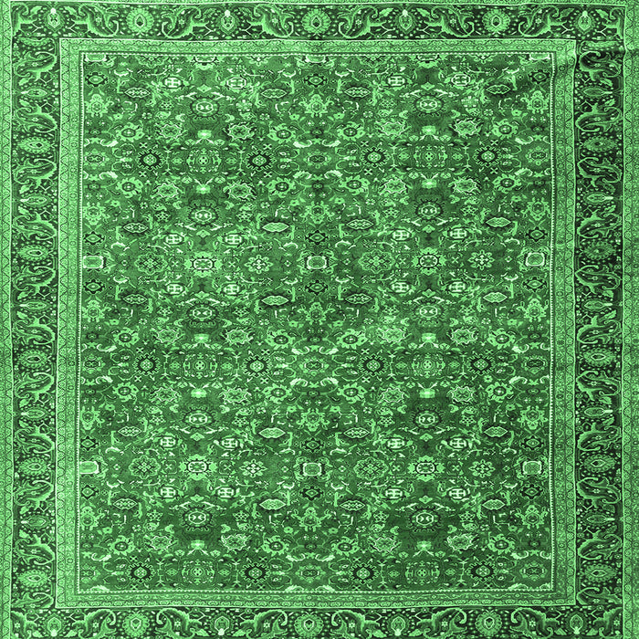 Square Persian Emerald Green Traditional Rug, tr3461emgrn