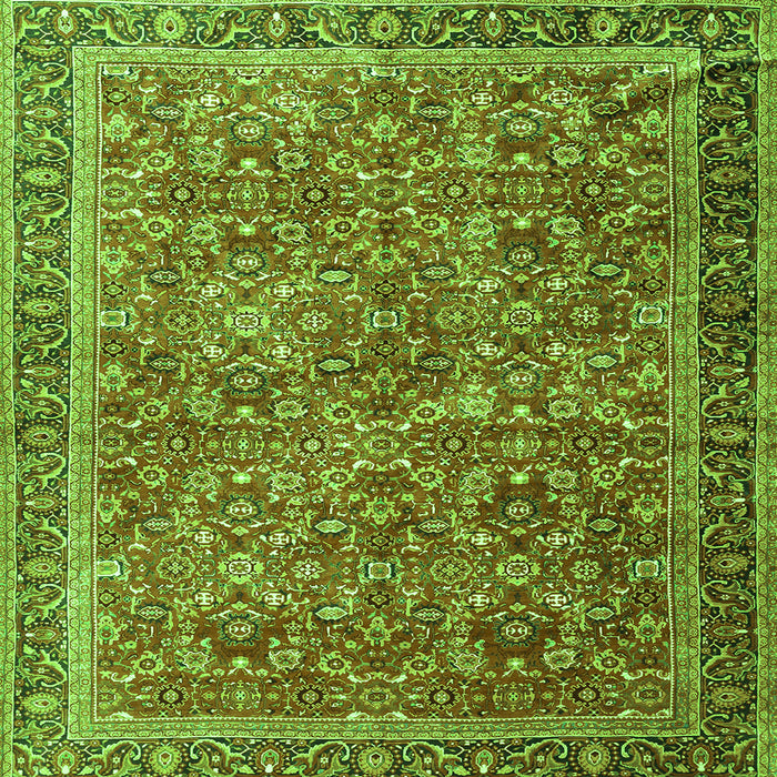 Round Machine Washable Persian Green Traditional Area Rugs, wshtr3461grn