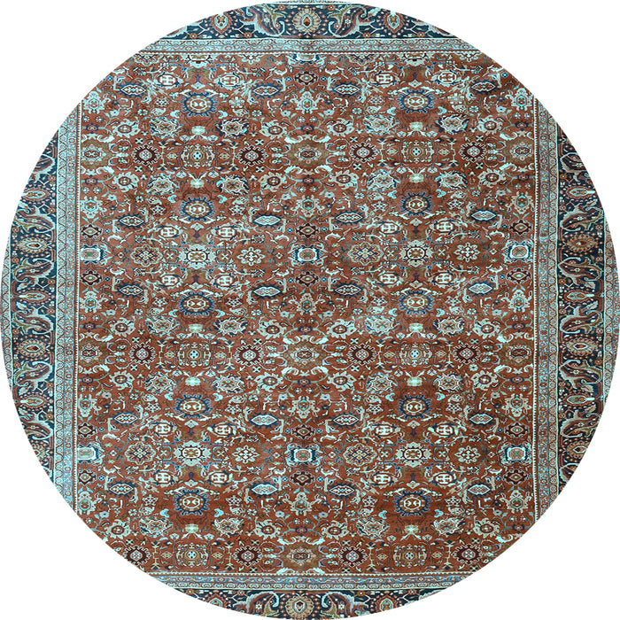 Round Machine Washable Persian Light Blue Traditional Rug, wshtr3461lblu