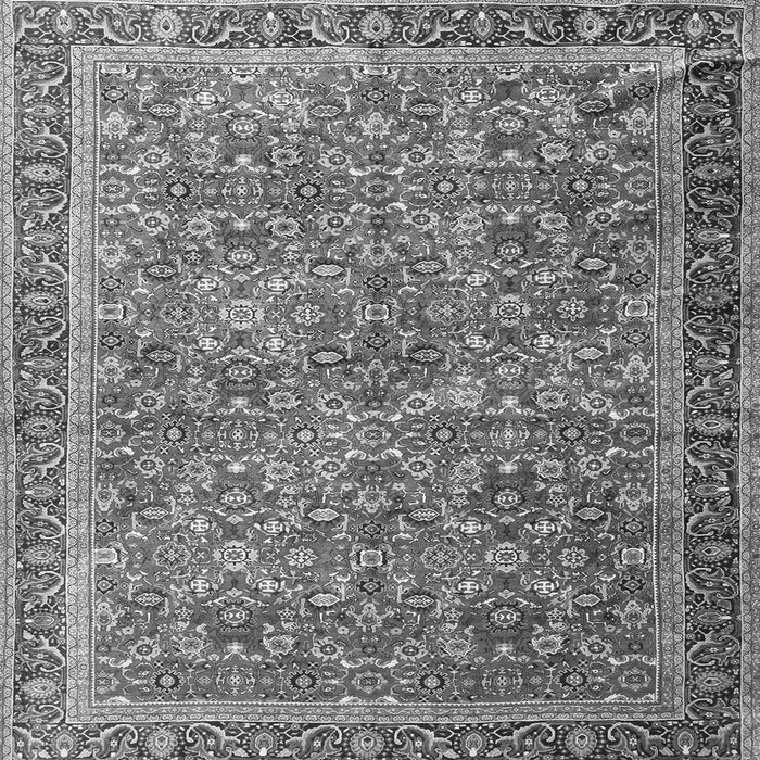 Round Machine Washable Persian Gray Traditional Rug, wshtr3461gry