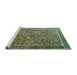 Sideview of Machine Washable Persian Turquoise Traditional Area Rugs, wshtr3461turq