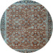 Round Persian Light Blue Traditional Rug, tr3461lblu