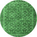 Round Persian Emerald Green Traditional Rug, tr3461emgrn