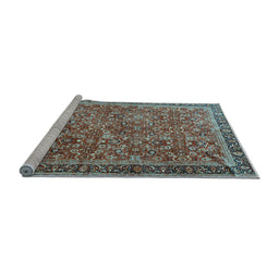 Sideview of Machine Washable Persian Light Blue Traditional Rug, wshtr3461lblu