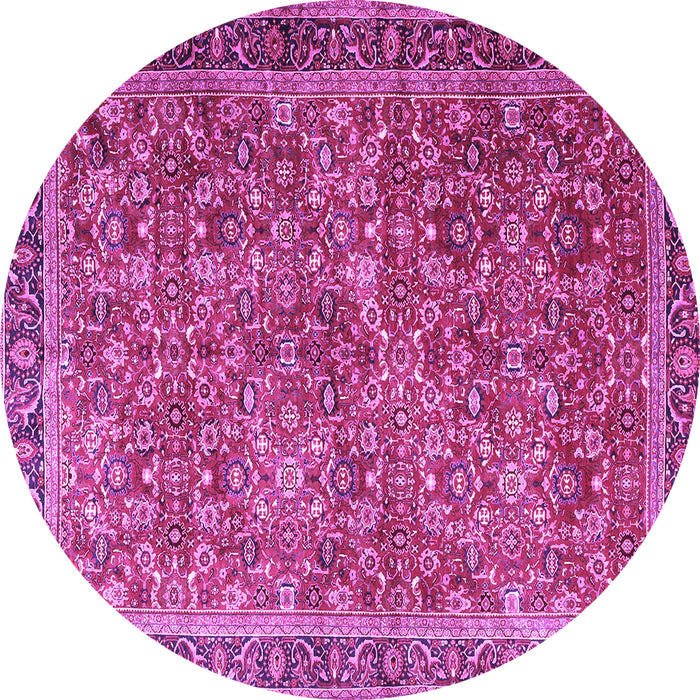 Round Machine Washable Persian Purple Traditional Area Rugs, wshtr3461pur