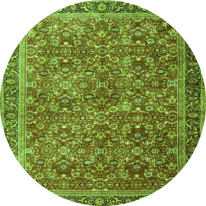Square Persian Green Traditional Rug, tr3461grn