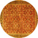 Round Machine Washable Persian Yellow Traditional Rug, wshtr3461yw