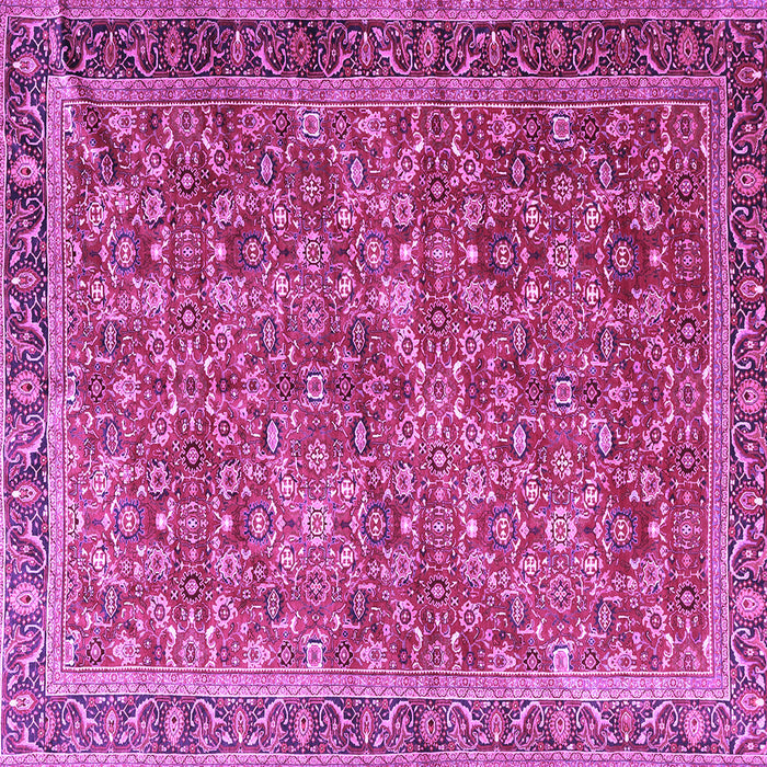 Square Machine Washable Persian Purple Traditional Area Rugs, wshtr3461pur