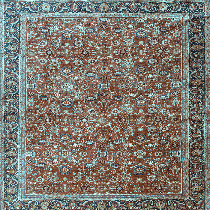 Square Machine Washable Persian Light Blue Traditional Rug, wshtr3461lblu