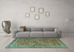 Machine Washable Persian Turquoise Traditional Area Rugs in a Living Room,, wshtr3461turq