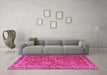 Machine Washable Persian Pink Traditional Rug in a Living Room, wshtr3461pnk