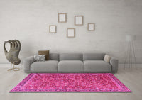 Machine Washable Persian Pink Traditional Rug, wshtr3461pnk