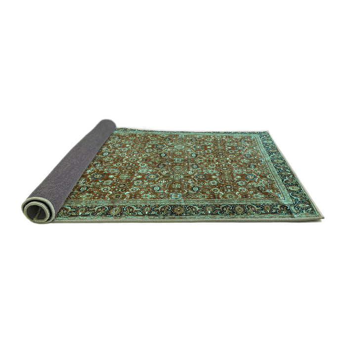 Sideview of Persian Turquoise Traditional Rug, tr3461turq