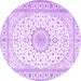 Round Medallion Purple Traditional Rug, tr3462pur