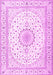 Machine Washable Medallion Pink Traditional Rug, wshtr3462pnk