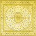 Square Machine Washable Medallion Yellow Traditional Rug, wshtr3462yw