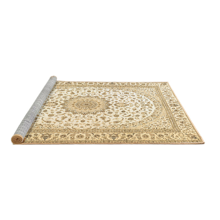 Sideview of Machine Washable Medallion Brown Traditional Rug, wshtr3462brn