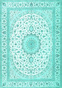 Medallion Turquoise Traditional Rug, tr3462turq