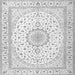 Round Machine Washable Medallion Gray Traditional Rug, wshtr3462gry