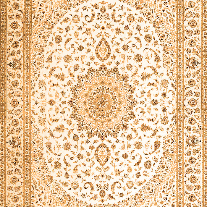 Serging Thickness of Machine Washable Medallion Orange Traditional Area Rugs, wshtr3462org