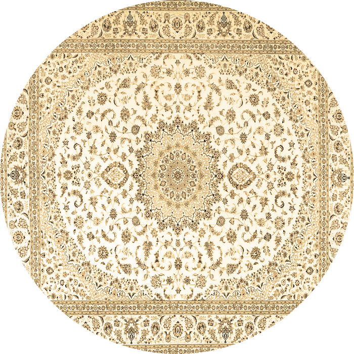 Round Medallion Brown Traditional Rug, tr3462brn