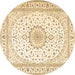 Round Medallion Brown Traditional Rug, tr3462brn