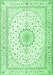 Machine Washable Medallion Emerald Green Traditional Area Rugs, wshtr3462emgrn