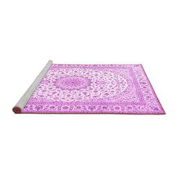 Sideview of Machine Washable Medallion Pink Traditional Rug, wshtr3462pnk