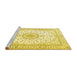 Sideview of Machine Washable Medallion Yellow Traditional Rug, wshtr3462yw