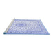 Sideview of Machine Washable Medallion Blue Traditional Rug, wshtr3462blu