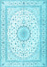 Machine Washable Medallion Light Blue Traditional Rug, wshtr3462lblu