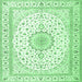 Square Medallion Emerald Green Traditional Rug, tr3462emgrn