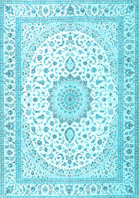 Medallion Light Blue Traditional Rug, tr3462lblu