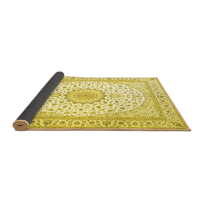 Sideview of Medallion Yellow Traditional Rug, tr3462yw