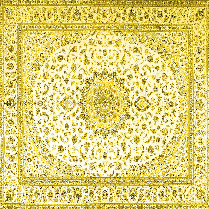 Square Medallion Yellow Traditional Rug, tr3462yw