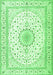 Serging Thickness of Machine Washable Medallion Green Traditional Area Rugs, wshtr3462grn