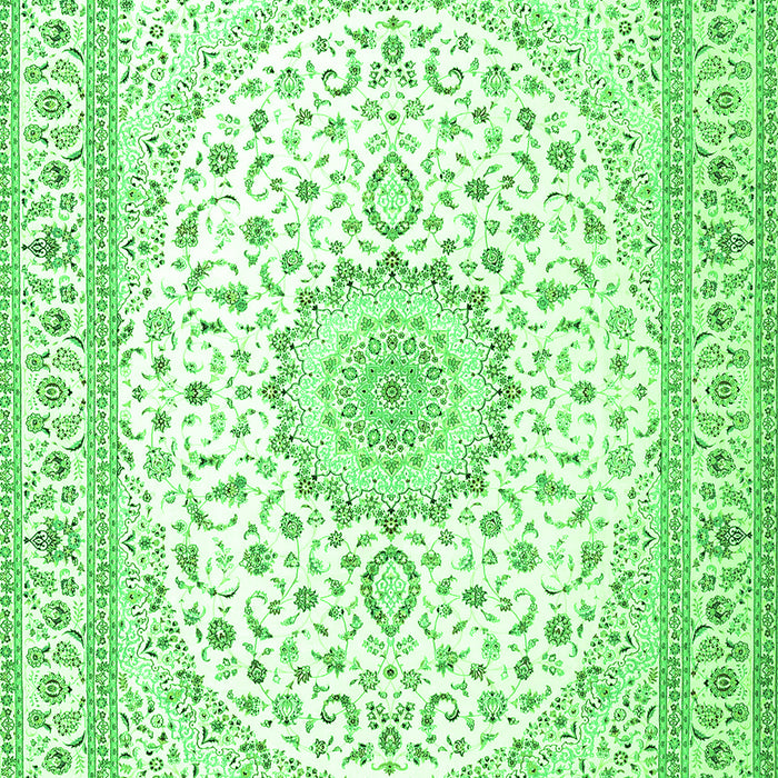 Serging Thickness of Machine Washable Medallion Green Traditional Area Rugs, wshtr3462grn