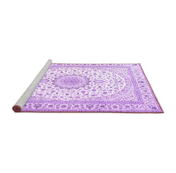 Sideview of Machine Washable Medallion Purple Traditional Area Rugs, wshtr3462pur
